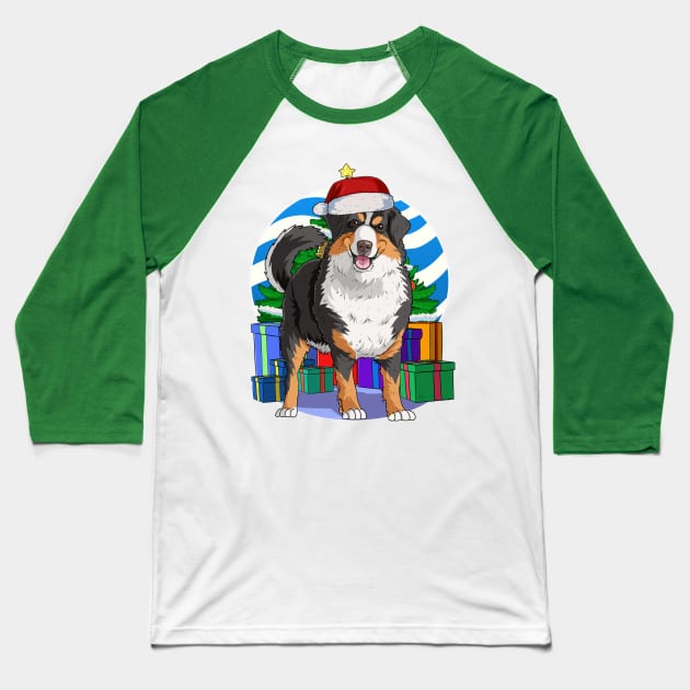 Bernese Mountain Dog Christmas Tree Decoration Baseball T-Shirt by Noseking